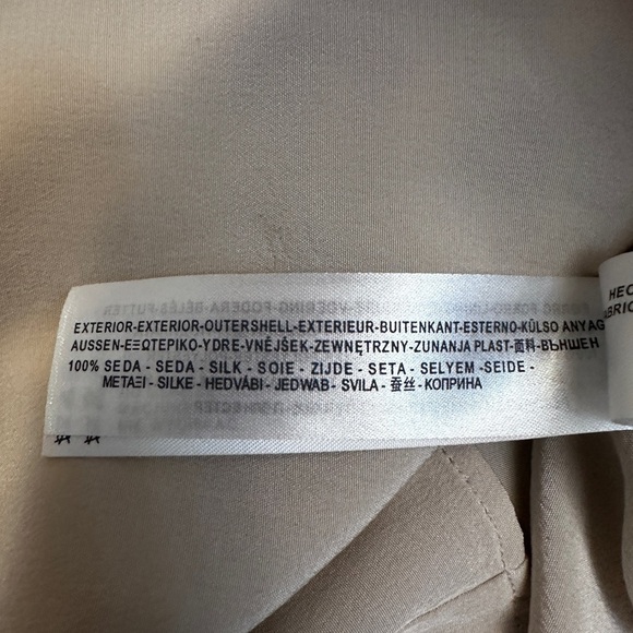 Massimo Dutti Women’s 38/ US 4 Silk Dress Beige Lace Appliqué Sleeves Boho Chic - Picture 9 of 11